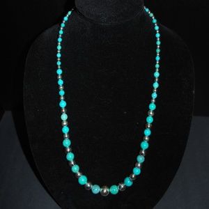 SX Turquoise & Sterling Silver Bead necklace